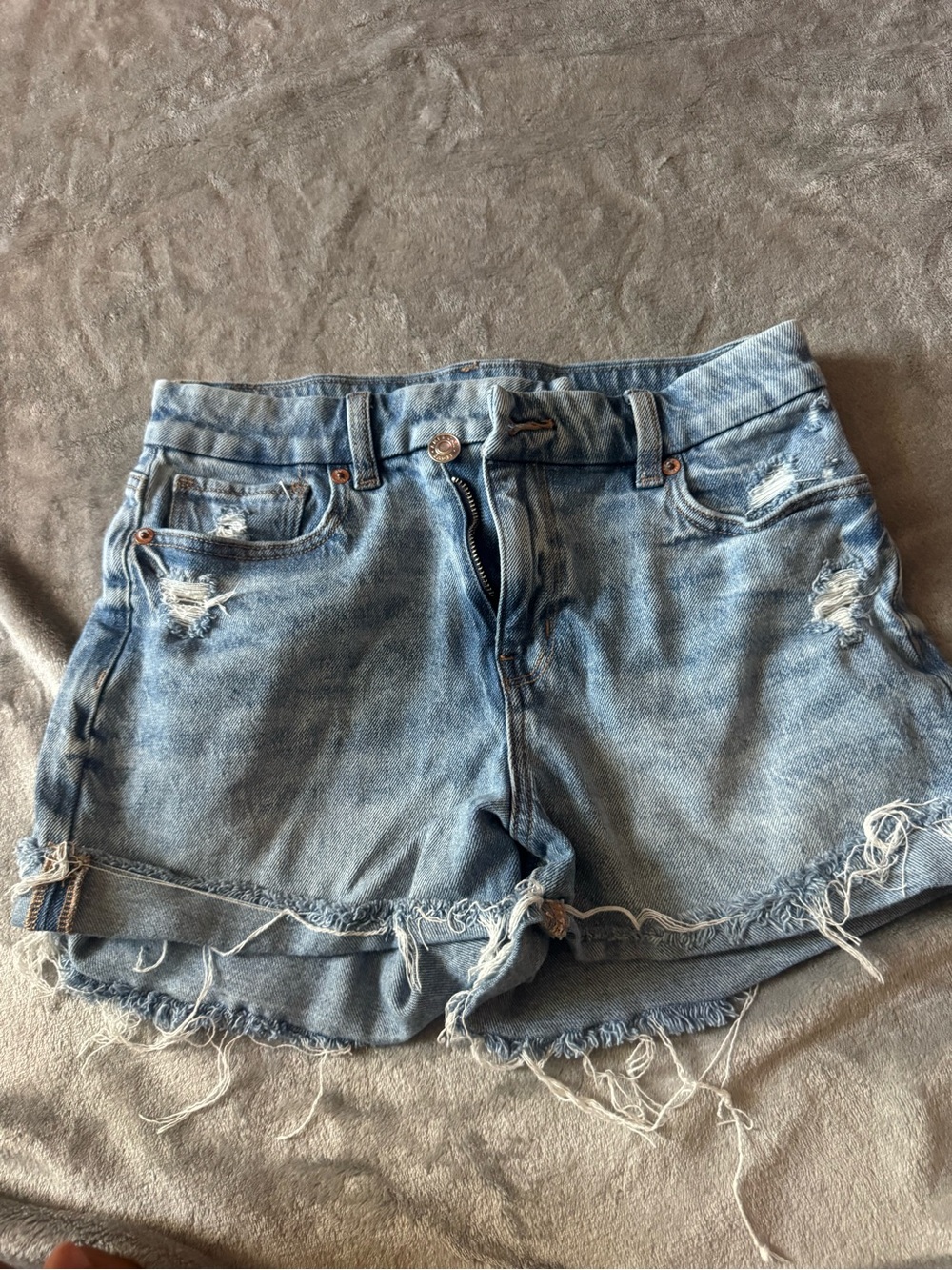 American Eagle Outfitters Light Wash Distressed Denim Shorts